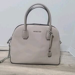 Michael Kors (Cement) Patent Leather Domed Double Handles Zipper Purse Clean